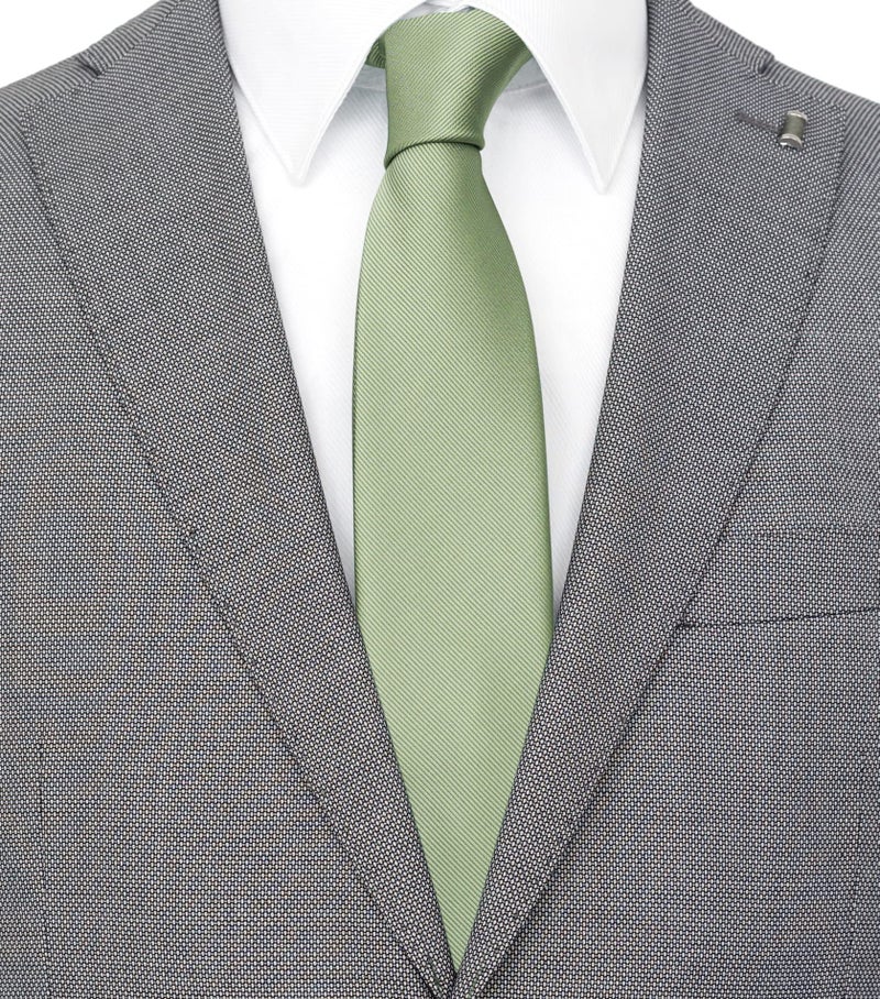 ZENXUS Solid Skinny Ties for Men, 2.5 inch Slim Sage Green Ties Bulk for Wedding and Activities, 5-Pack - Image 2